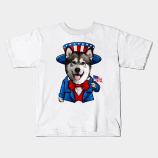 Fourth of July Alaskan Malamute Kids T-Shirt